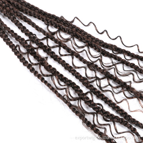 Wholesale wavy river curly box locs braids synthetic faux locs goddess crochet hair extensions braiding hair